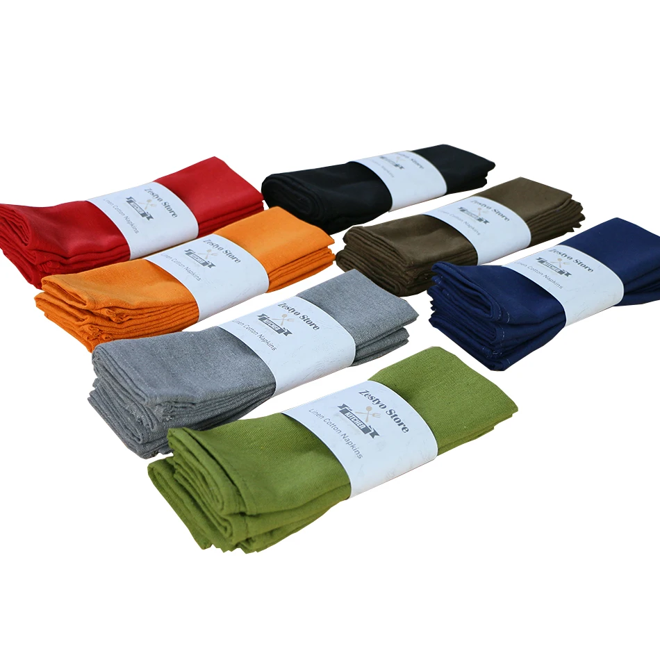 12PCS Poly Cotton Fabric Napkins,Washable and Reusable Placemat,Durable Colorful Cloth,for Kitchen Dining Wedding Decoration