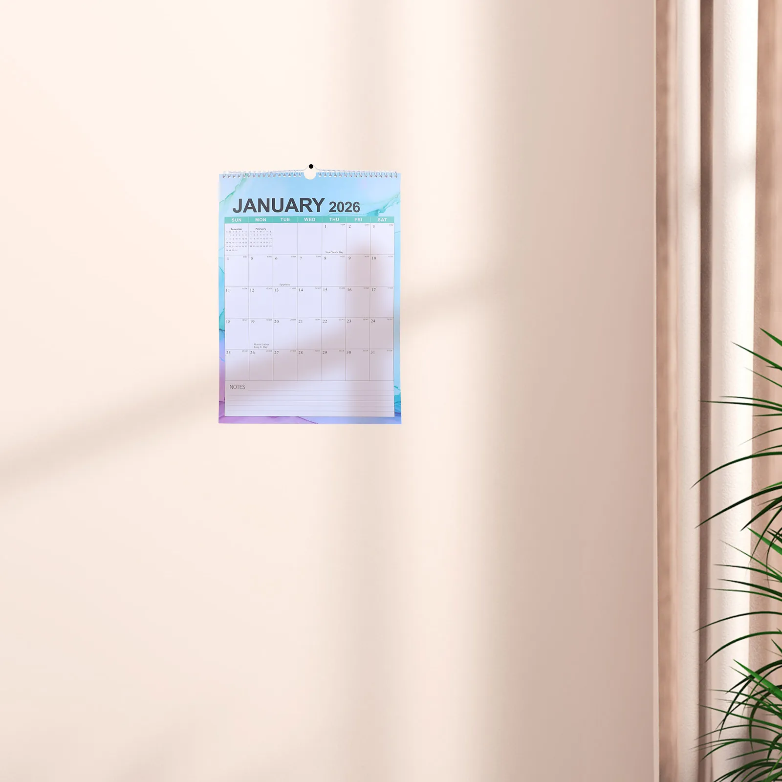 

18-Month Wall Calendar 2025-2026 July To December International Holidays Minimalist Design Large Font Paper Coil Binding