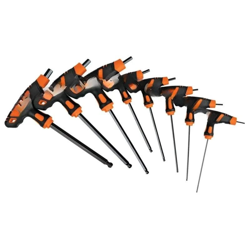 8 Piece Extra Long Standard Hex Wrench Set with T Handle and Ball Head
