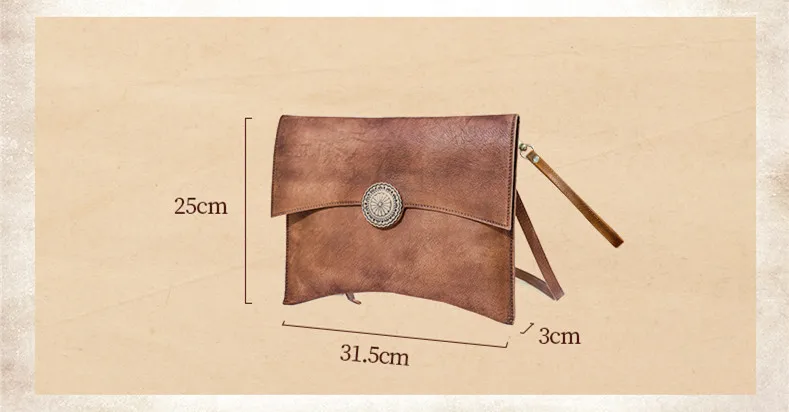Vintage Leather clutch bag women shoulder messenger bag ladies female cowhide envelope bag large capacity cross-body clutch bags