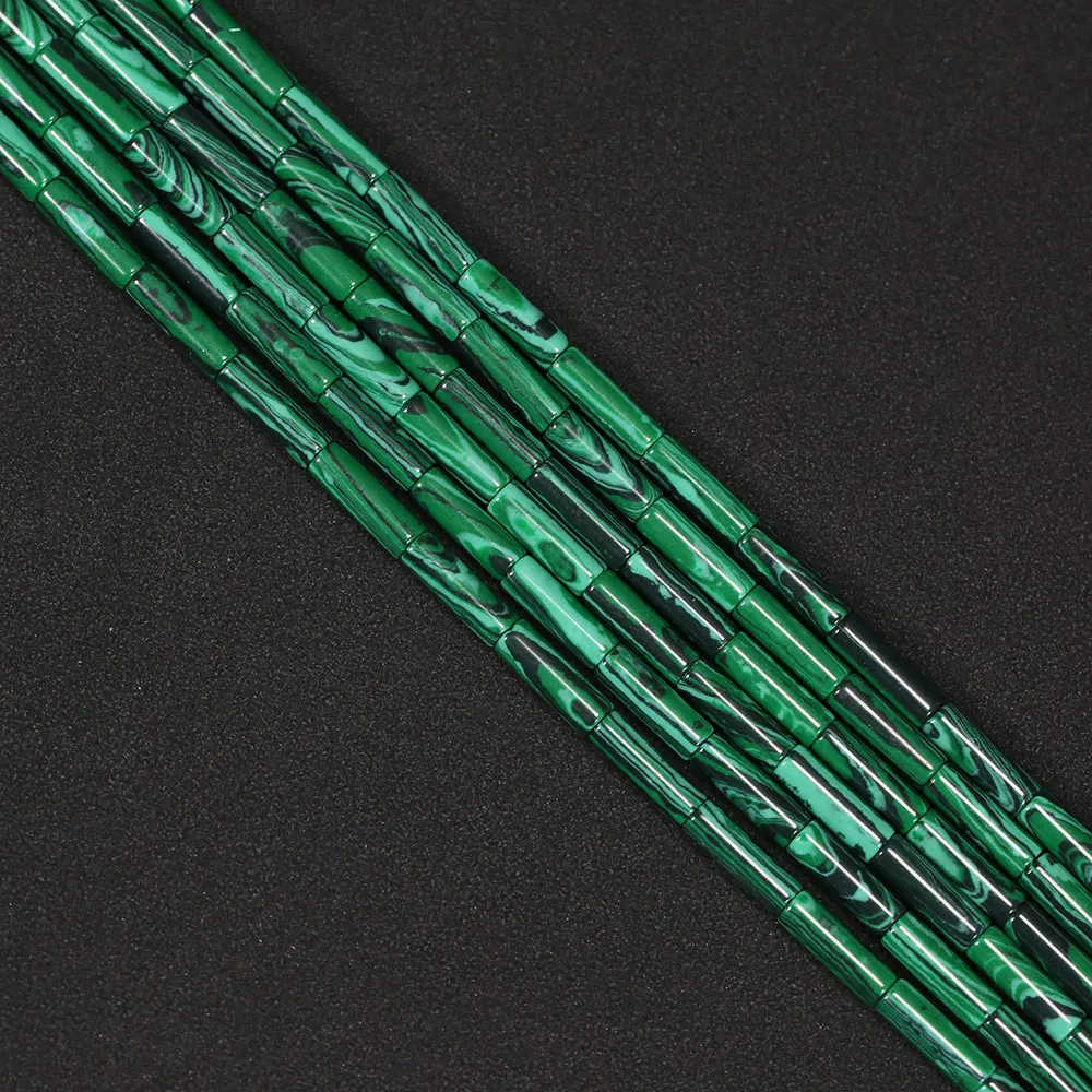 

APDGG Natural Green Chrysocolla Cylinder Tube Rectangle Loose Beads 16" Real Stone Necklace Jewelry Making DIY