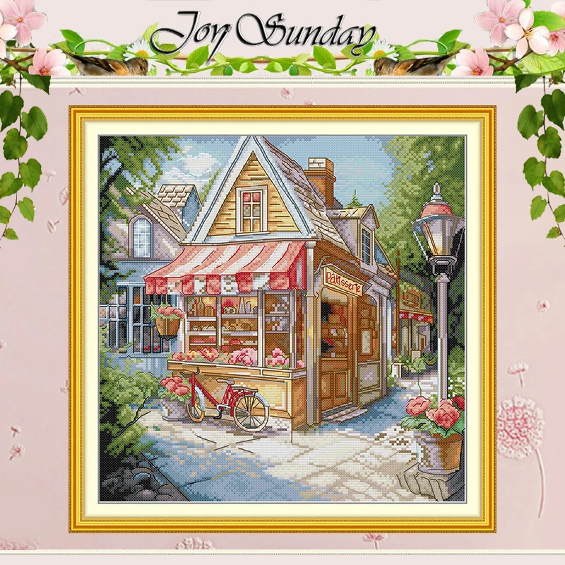 Pastry Store Corner Store Patterns Counted Cross Stitch Set 11CT 14CT 16CT Stamped DMC Cross-stitch Kit Embroidery Needlework