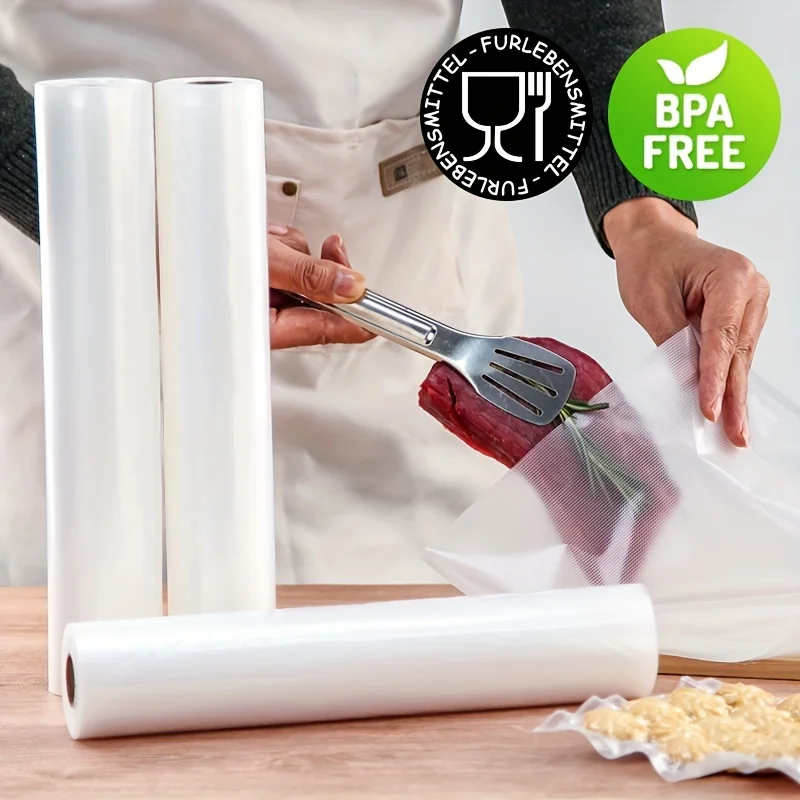 Magic Seal Rolls Vacuum Sealer Bags, em relevo, em relevo Food Packaging Bags, Sous Vide Vacuum Freezing Bags, BPA Free, 11.81x196.85"