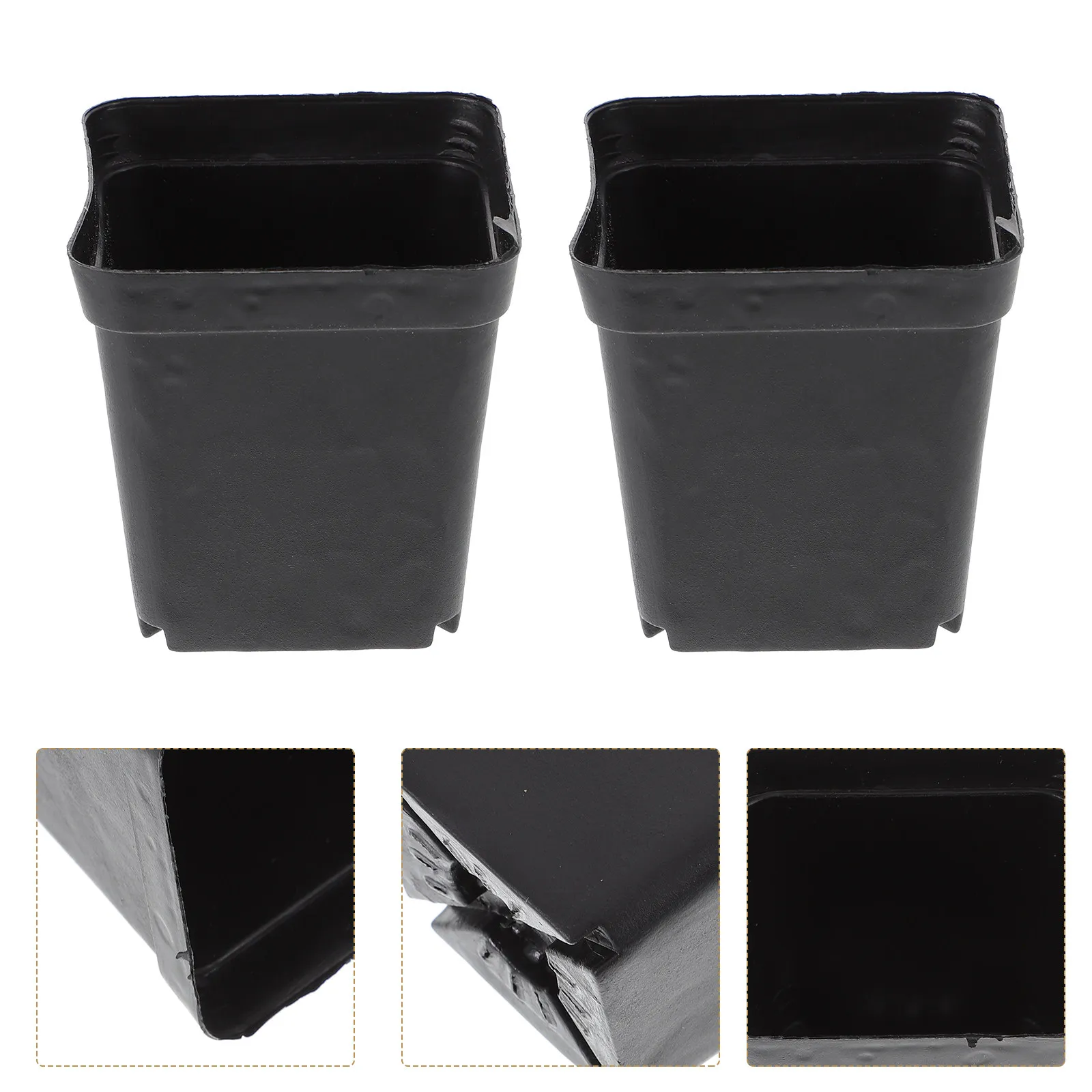 50pcs Small Square Plastic Flower Pots for Seed Starting, Cutting Propagation & Nursery Use with Drainage Holes