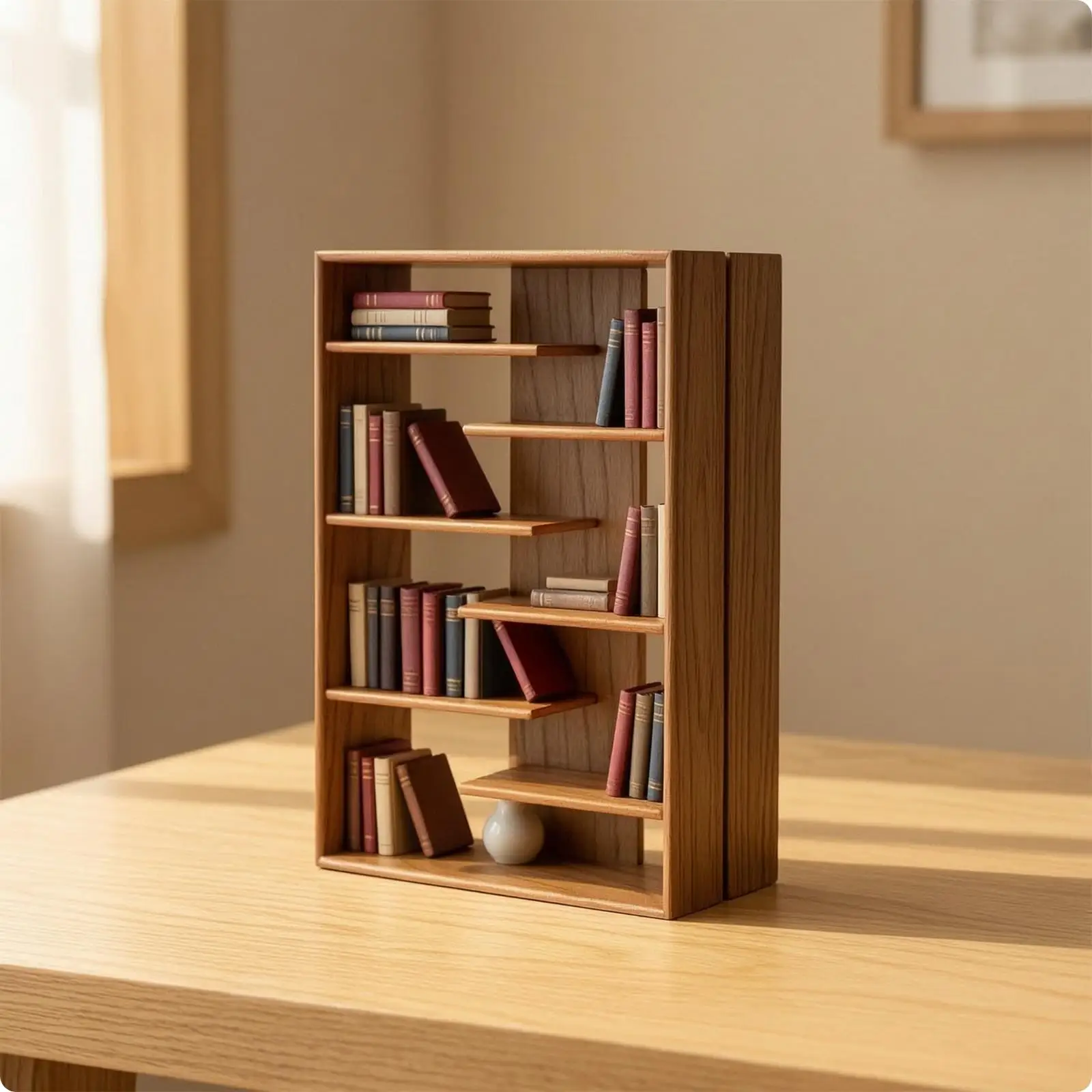 Miniature Bookshelf Display Rack Wood Dollhouse Furniture for 1 12 Scale Doll House Accessories Storage Organizer