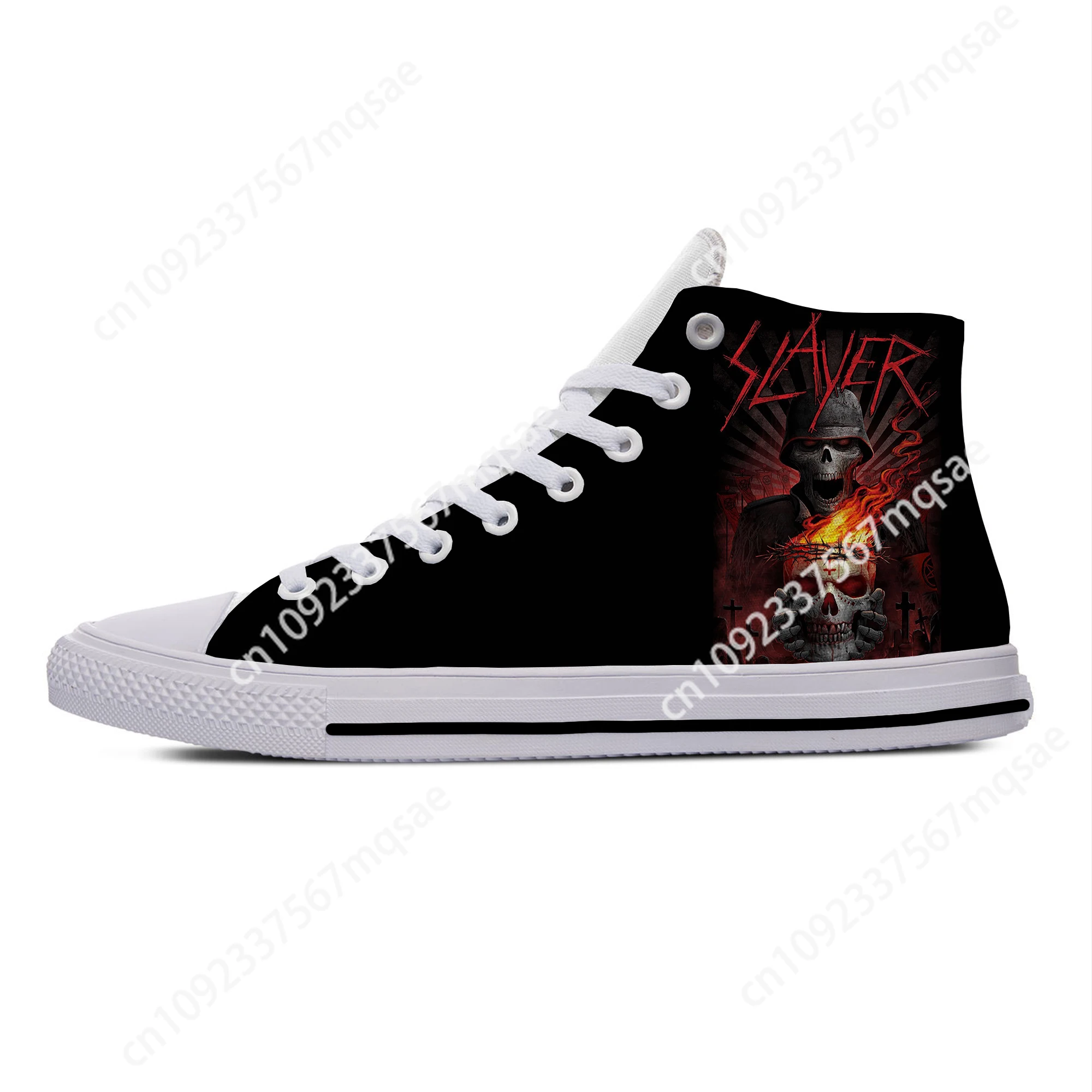 Slayer Heavy Metal Rock Band Horror Scary Fashion Casual Cloth Shoes High Top Lightweight Breathable Mens Womens Sneakers