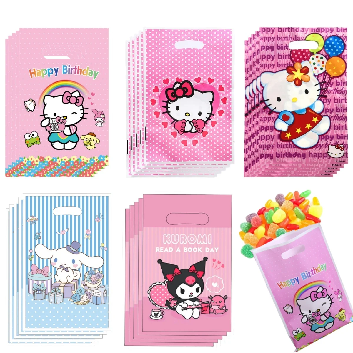 

Hello Kitty Gift Bags Birthday Party Decoration Kuromii Cinnamorolll Goodie Candy Bag Baby Shower Kids Gift Girls Party Supplies