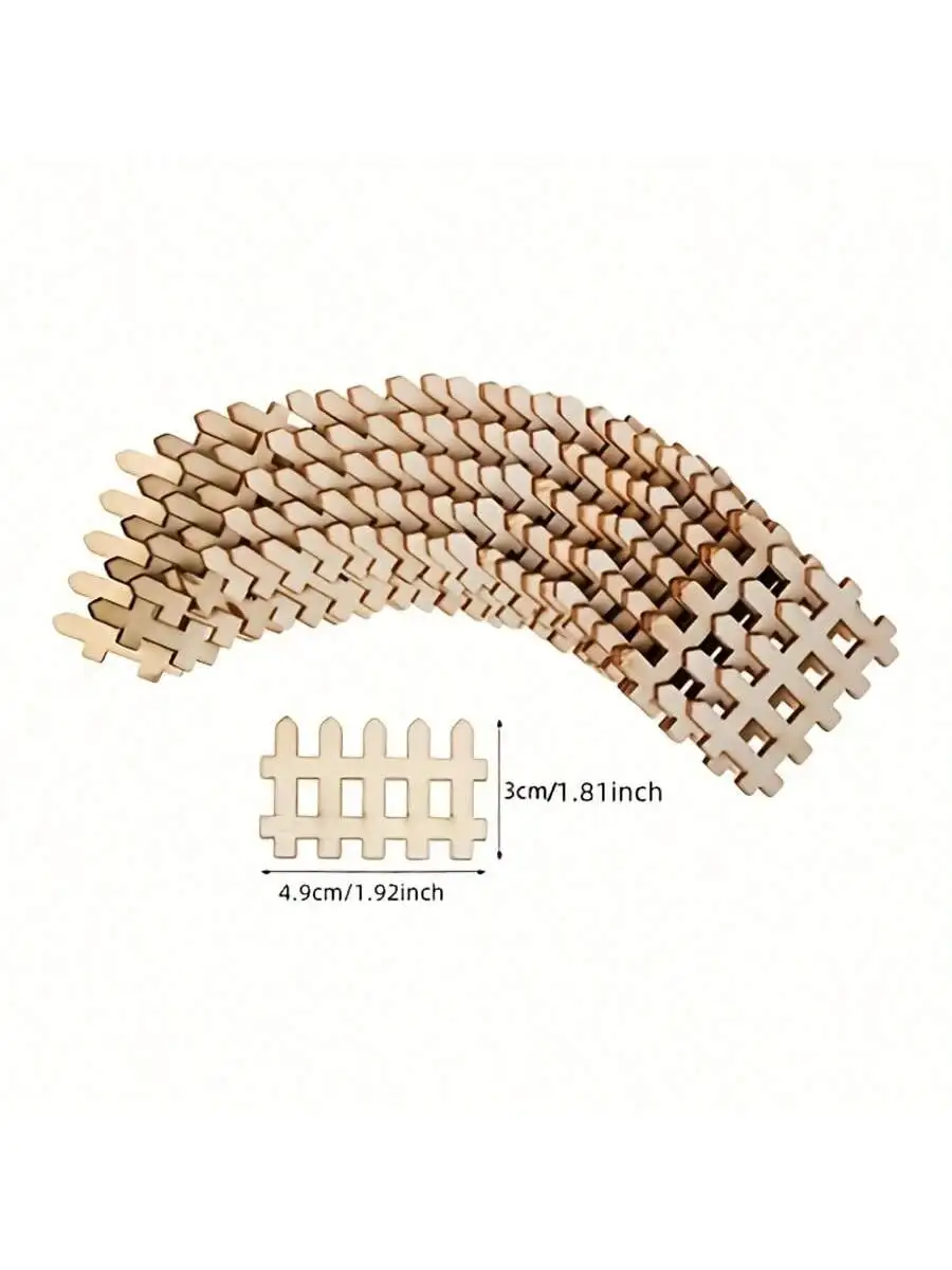 25/50pcs Mini Garden Wood Fence, DIY Crafts, Log House Decoration, Unfinished Woodcarving Projects, Engineering and Modeling
