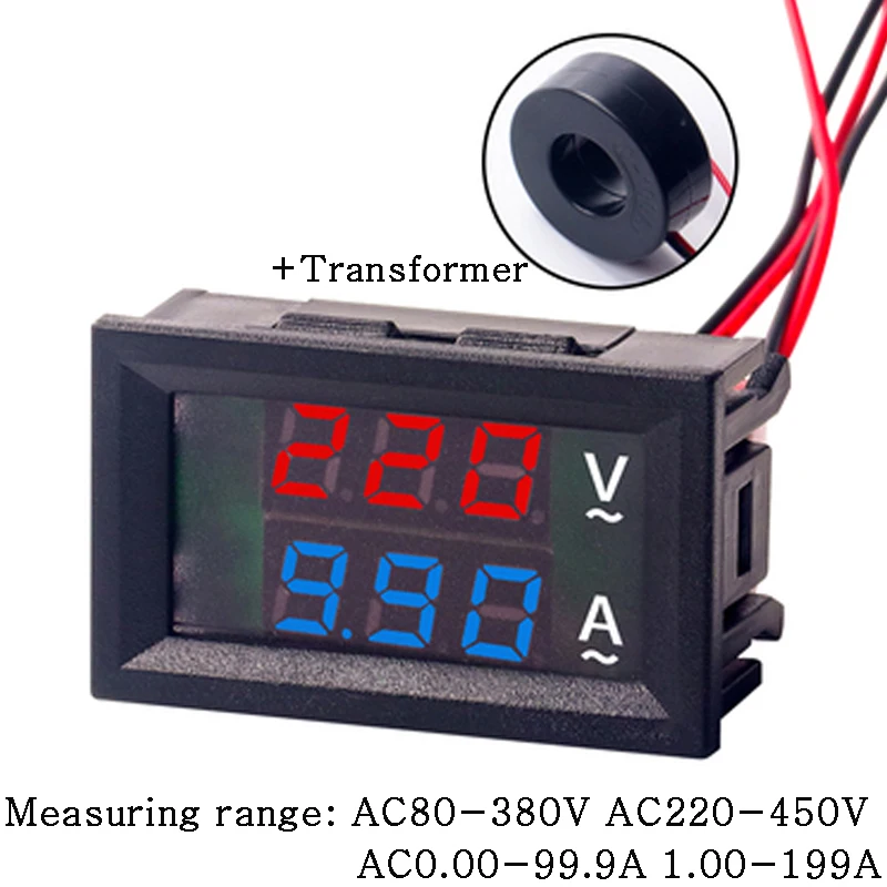 0.56 ''cyfrowy amperomierz woltomierz LCD AC 60-500V 10A 50A 220V Tester miernik napięcia prądu transformator prądu