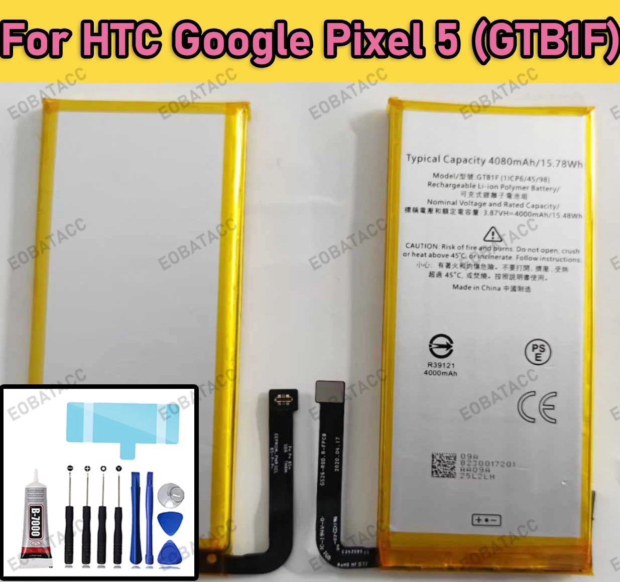 

100% New Zero Cycle Replacement Battery GTB1F For HTC Google Pixel5 Replacement Batteries Batteria+Tools