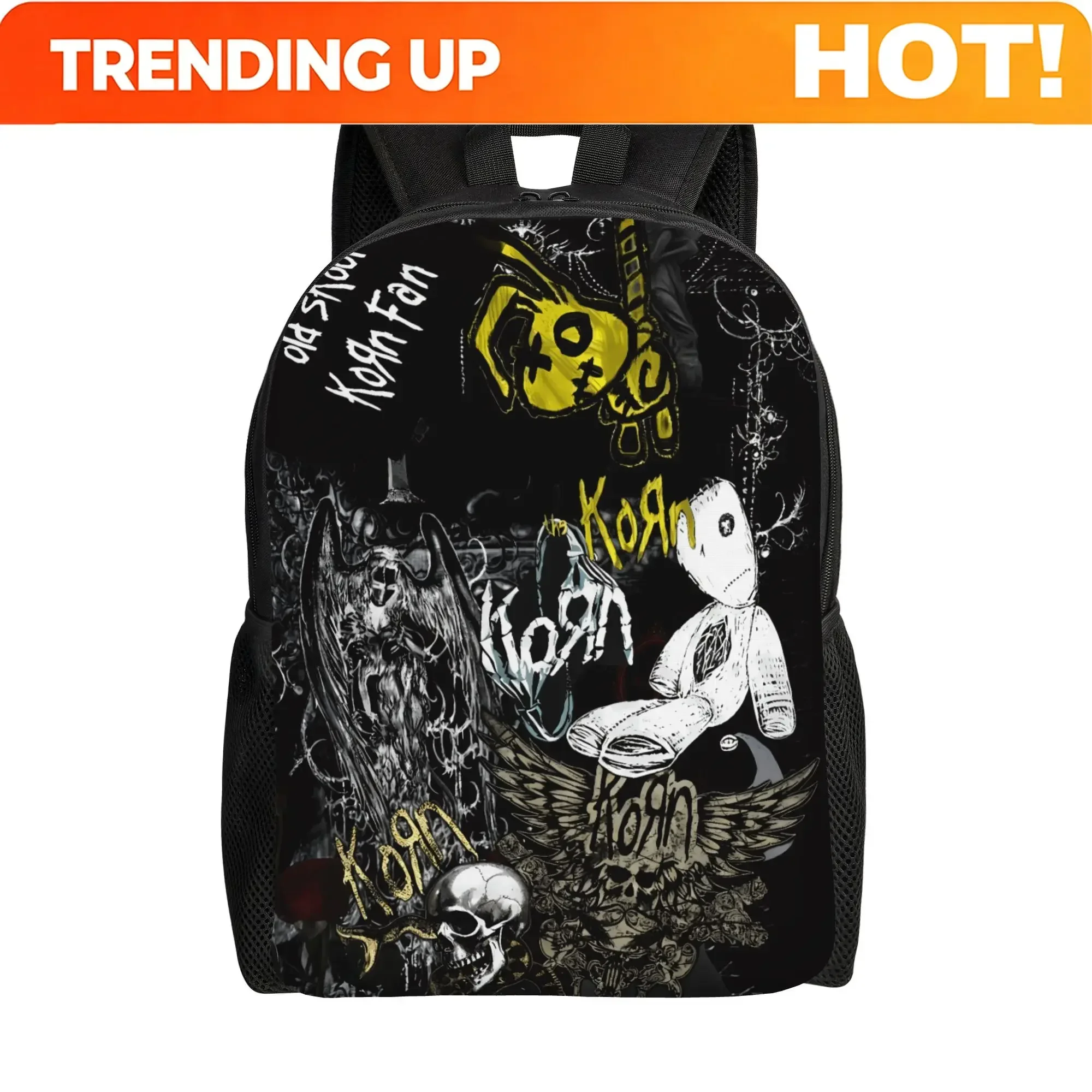 Custom Bag New Arrival Korn Rock Band Backpack Girl Polyester University Backpacks Print Cool High School Bags Rucksack
