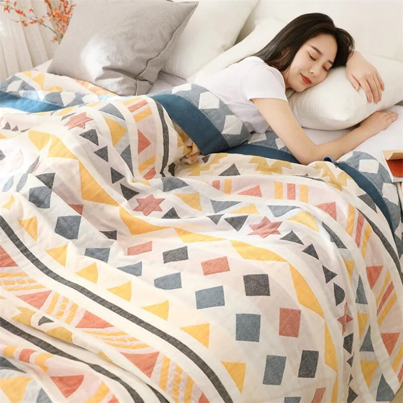 Queen King Single Bedspread Sleeping Blanket For Bed Sheet Adult Car Sofa Travel Blanket Muslin Cotton Nap Sofa Blanket