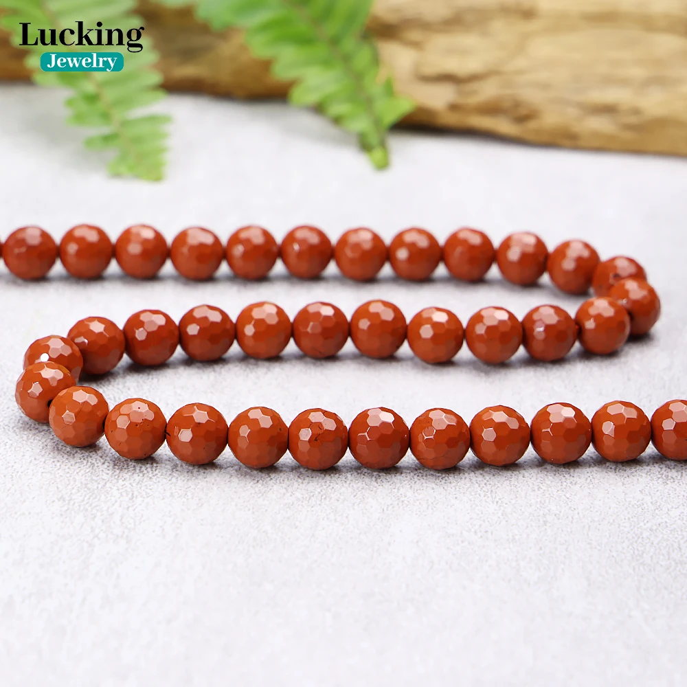 100% Natural Faceted Red Jasper Red Stone Loose Beads For Jewelry Making Bracelet Necklace Accessories 15'' 4 6 8 10mm