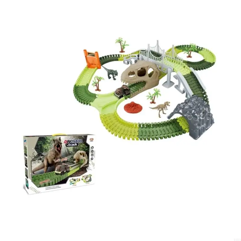 

Assembly Race Track Toy for Kids Race Car Toy LED Race Track Dinosaur Car Toy Interaction Toy Play Vehicle Birthday Gift E65D