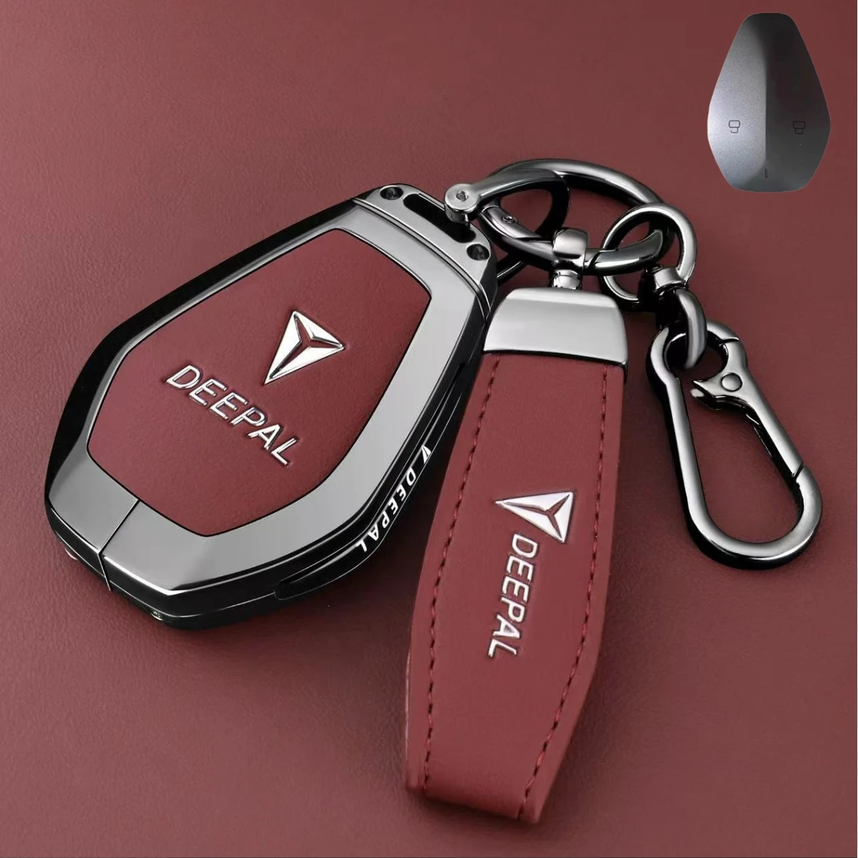 Car Zinc Alloy Leather Remote Control Fob Key Case Cover Holder Chain For Changan Deepal S07 L07 2026 Auto Interior Protection
