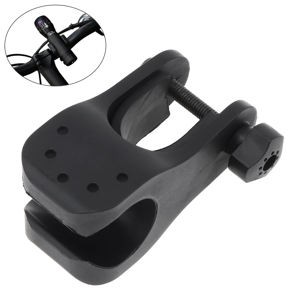 Bicycle Cycle Light Stand Bike Front Mount LED Headlight Holder Clip Rubber for 22-35mm Diameter Flashlight