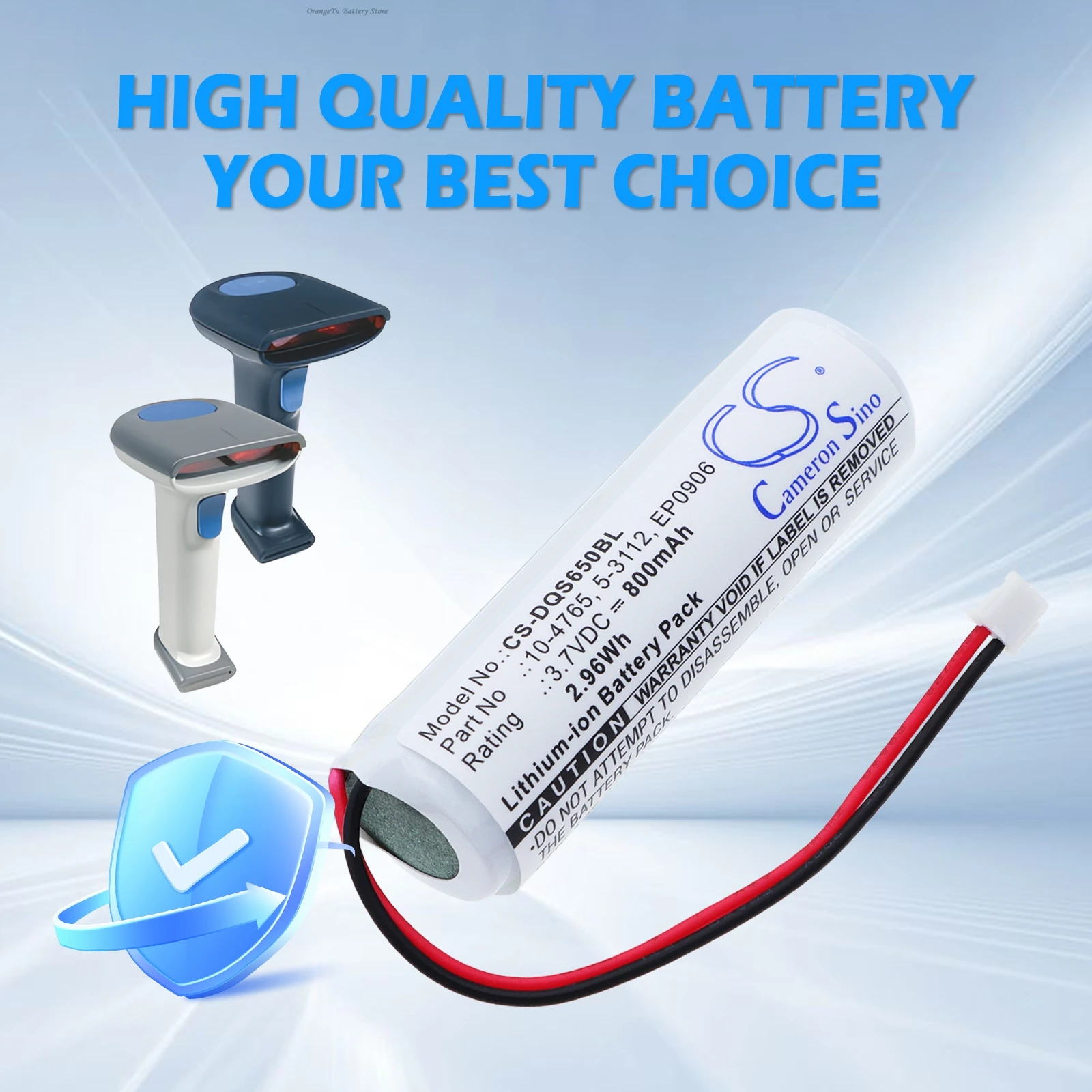 Replacement 3.7V 800mAh Barcode Scanner Battery for Datalogic QS6500BT QS65-3030000R QS65-2030000R EP0906 10-4765 5-3112