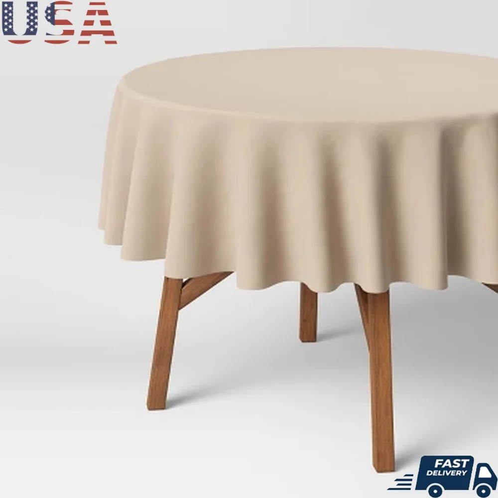 

Круглая скатерть из смеси хлопка, 70-дюймовая однотонная скатерть, которую можно стирать в машине, сертифицированная OEKO-TEX, простой в уходе домашний декор