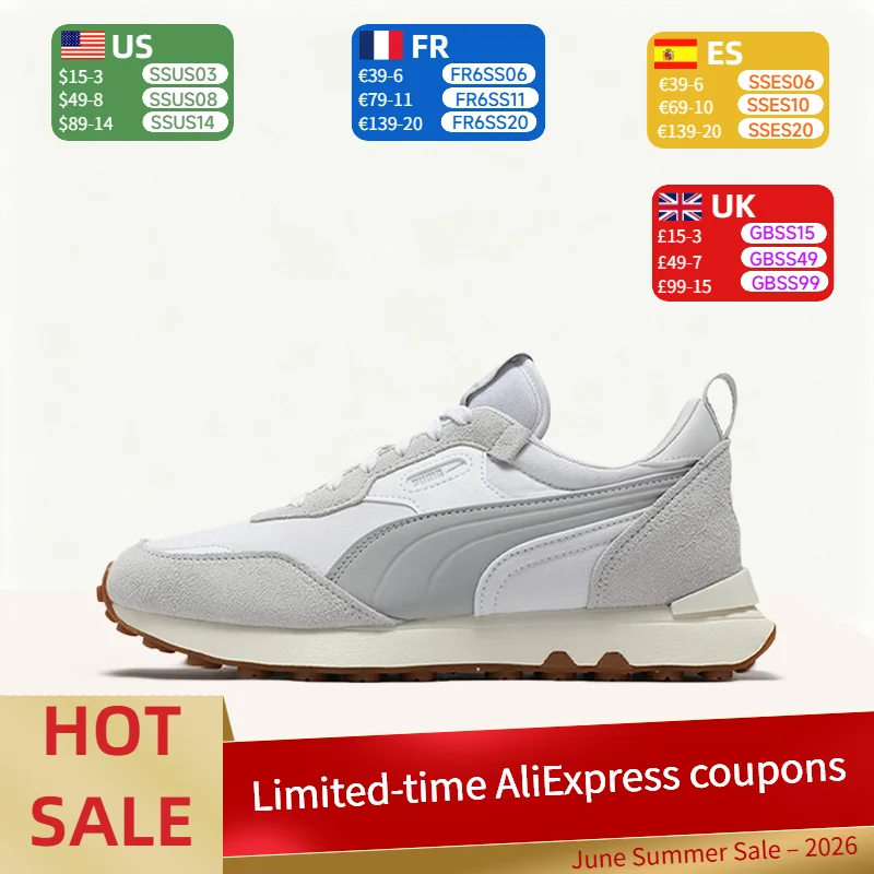 

Puma Rider FV Minimalist,Breathable, Cushioned, Soft, and Responsive Low-Top Casual Sneakers (Unisex, White and Brown) 391925-07
