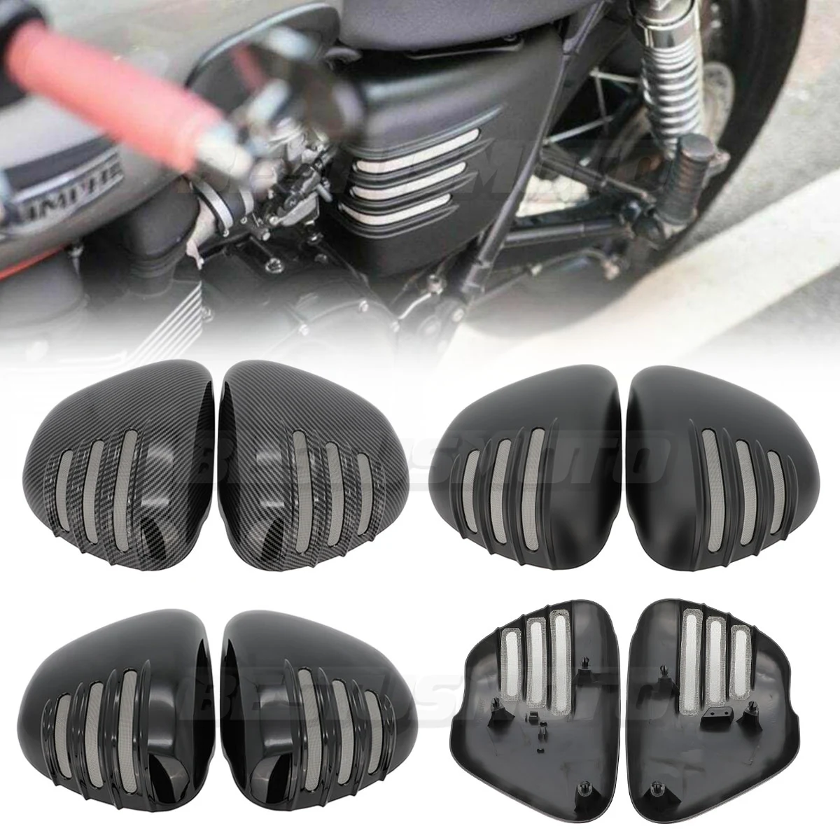 

Motorcycle Left Right Side Fairing Battery Cover For Triumph Bonneville T100 Black 2017 2018 2019 2020 2021 2022 2023