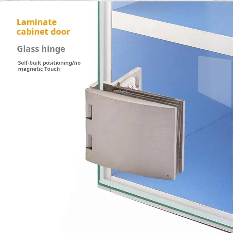 1PCS Glass Door Hinge Half Cover Intemal Or Extemal Black Display Wine Cabinet Bathroom Storage Cabinet Clamp Hinge Need Hole