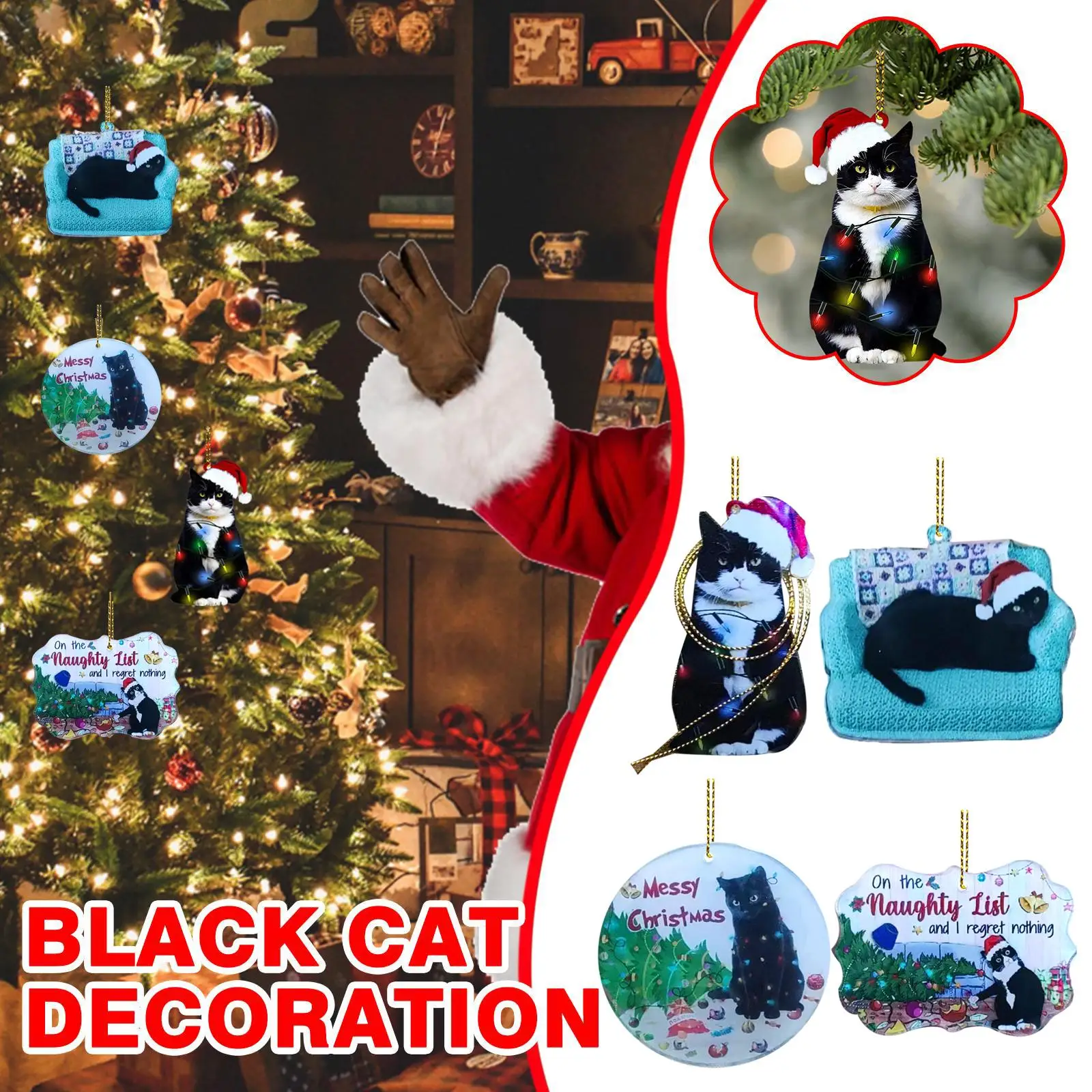 Christmas Black Pendant Christmas Party Decoration Pendant Dog Car Christmas Pet Pendant Tree G1a8