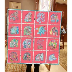 90Cm Twill New Horse Prism Women's Decorative Shawl Large Square Scarf Headscarf Scarf Frame Painting Silk Scarf Wholesale