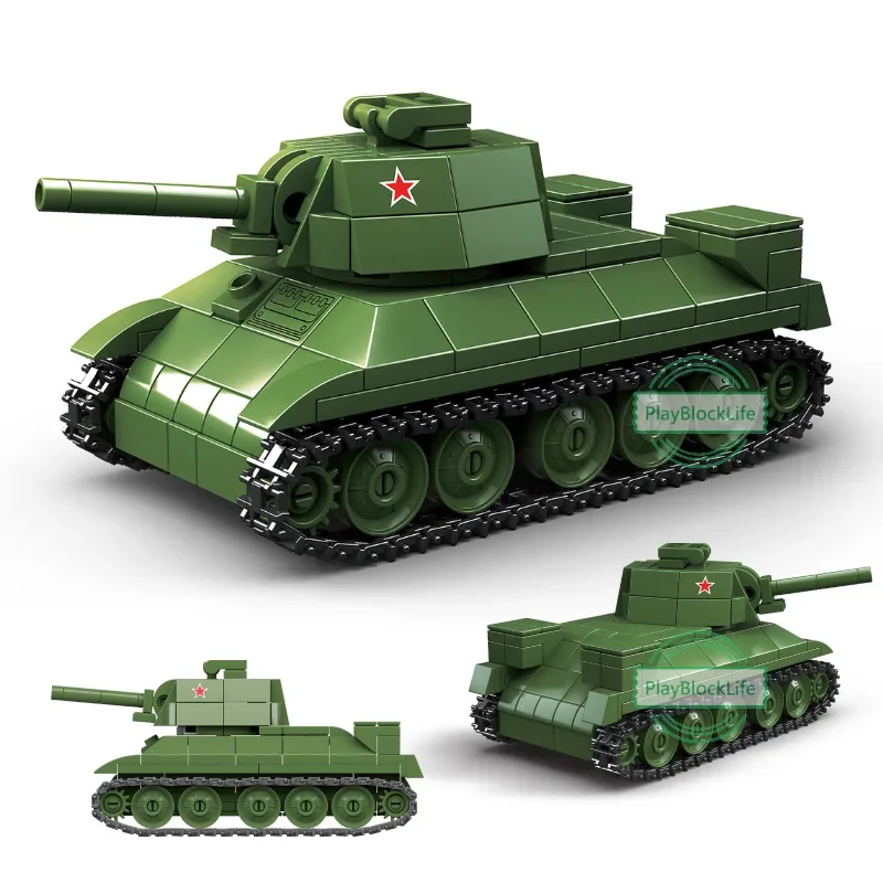 Military Classic Model Mini T-34/76 Soviet (1940) Medium Tank Building Blocks Bricks Christmas Toys