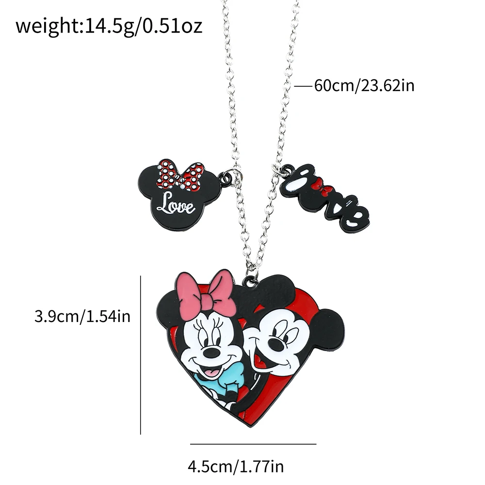 Disney Mickey Minnie Mouse Necklace Exquisite Cartoon Mickey Pendant Necklace Creative Heart Neck Chain Good Friend Gifts