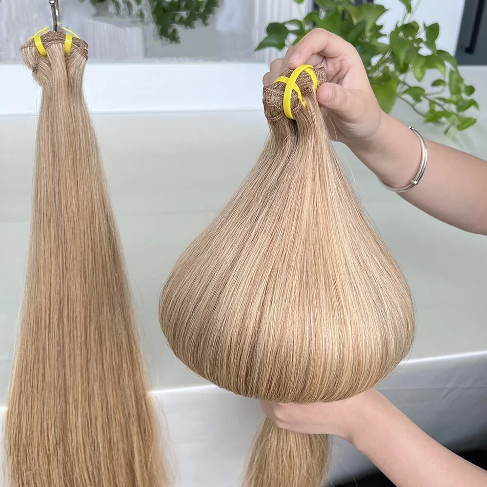 Dubbel getrokken # 27 gekleurde rechte bundels Echt haar 100% maagdelijk haar Weave Extensions 1/2/3/4 stuks Voor vrouwen