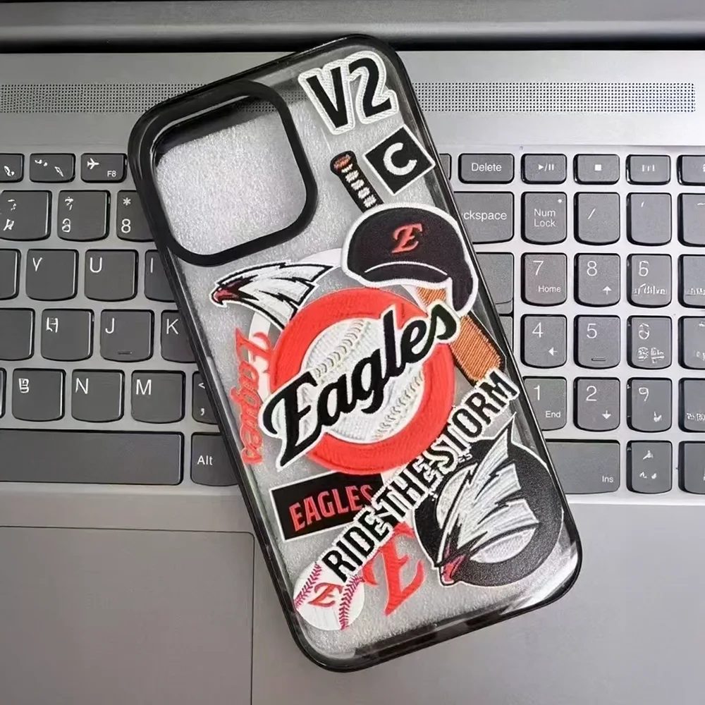 

Baseball Black Border Protective Acrylic Magnetic Case for IPhone 12 13 14 15 16 Pro Max Cover Shell