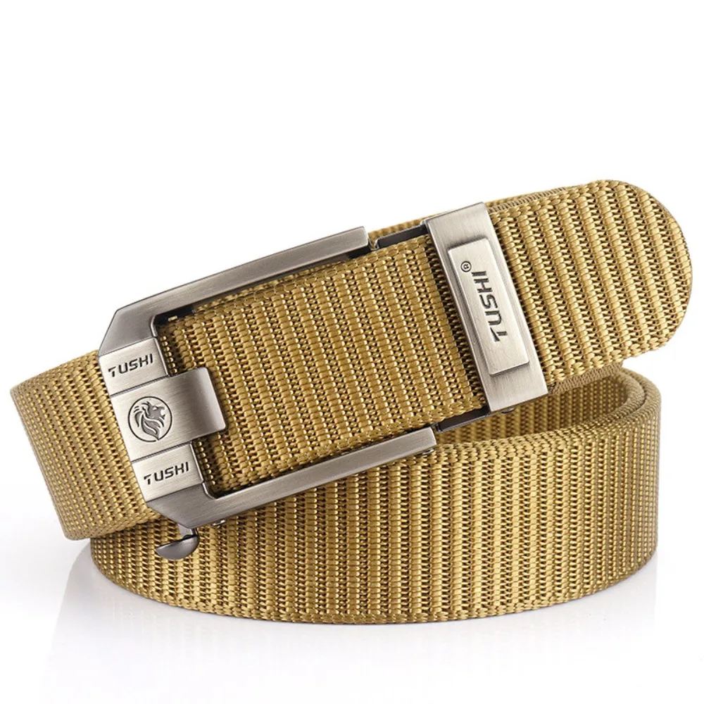 Durable Retro Letter Men Nylon Alloy Belt Non-porous Versatile Pin Buckle Belt Wear-resistant Thicken Casual Belts Business Wear