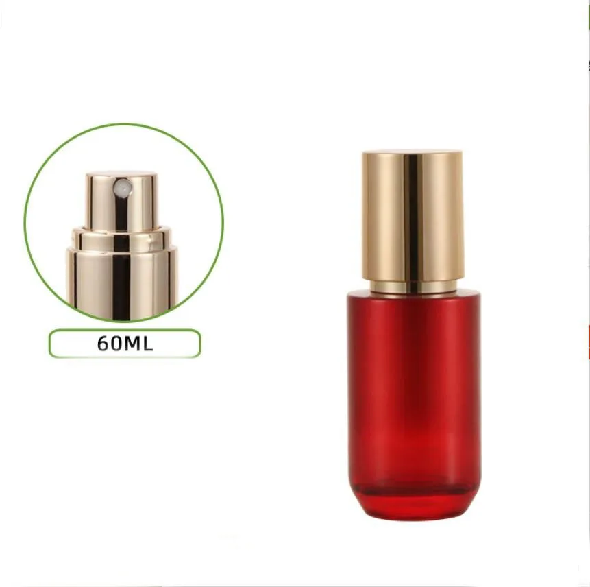 

60ml red glass bottle moisture essence serum/lotion/emulsion/foundation/toner toilet water skin care cosmetic packing