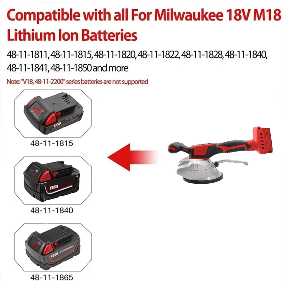 Tile Tiling Machine High Loading Capacity Wall Floor Tile Laying Vibrating Tool 8 Gears Fit Milwaukee 18V Battery Pin