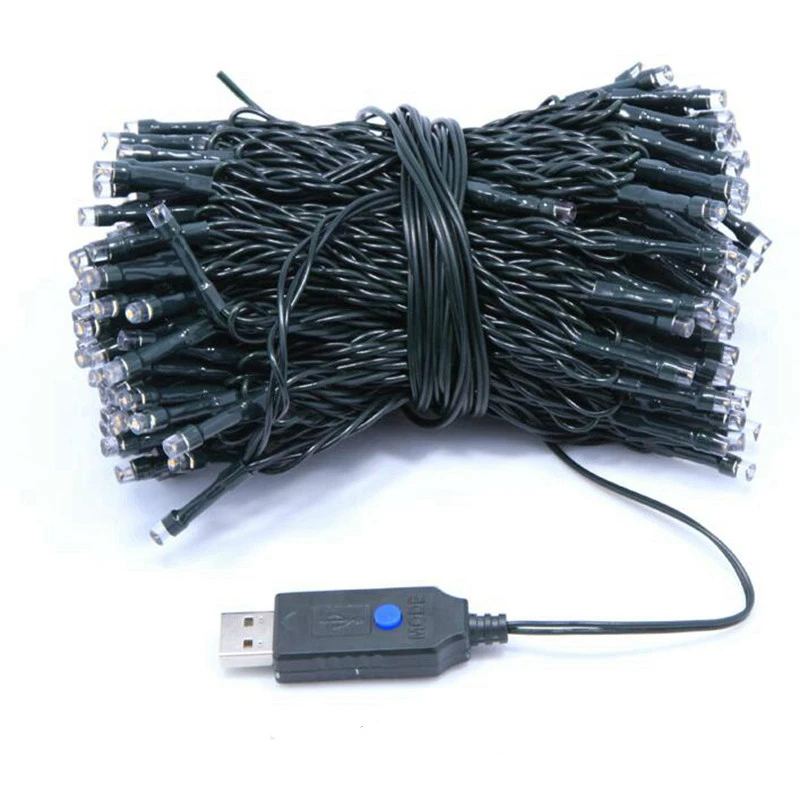 5V USB Led String 12m 22m Preto Fio Guirlanda 8 IP65 Modos À Prova D' Água Para Ao Ar Livre Da Luz Da Árvore de Natal Decoração de Casa de Férias