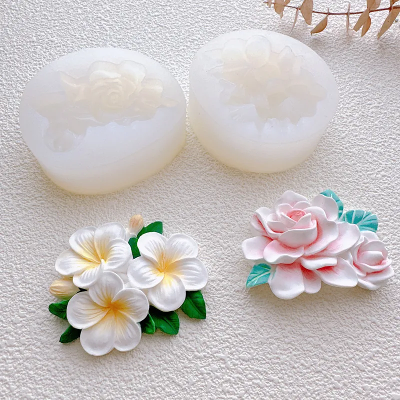 Gardenia Egg Flower Silicone Mold Handmade Cake Decoration Plaster Epoxy Aromatherapy Candle Gardenia Jasminoides Decoration