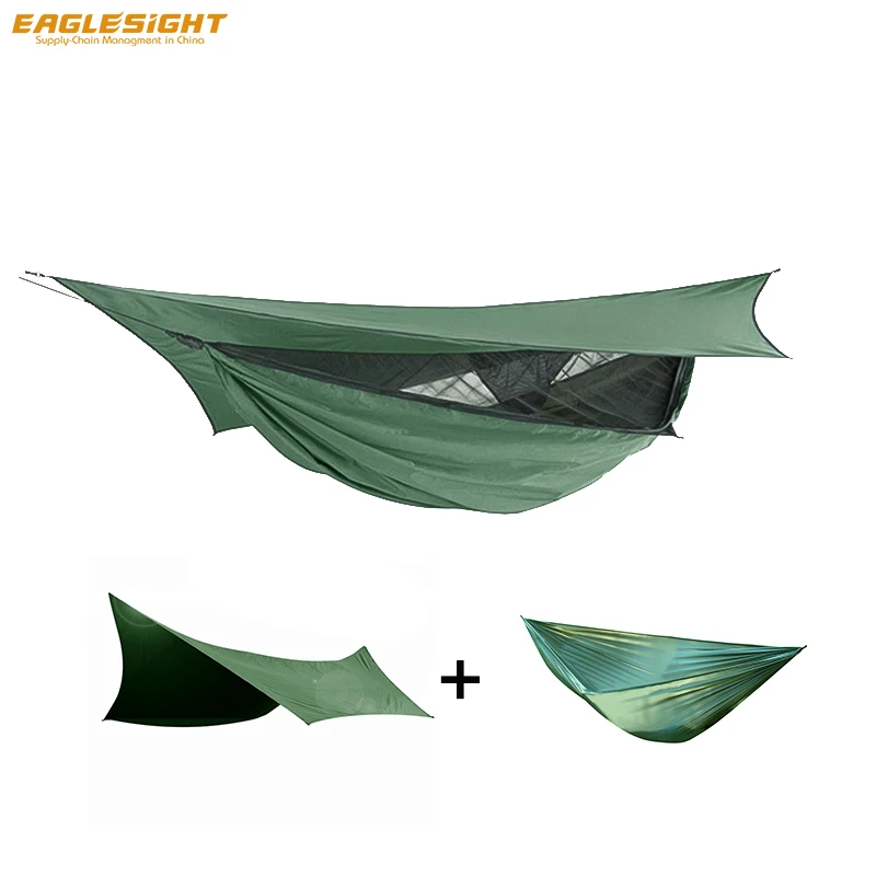 210T Nylon Hammock With Mosquito Net And Rain Fly Heavy Duty Hammock Parachute With Mosquito Net