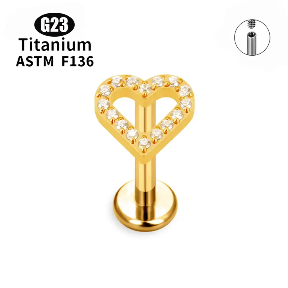 Titanium Heart Moon Lightning Ear Cartilage Studs