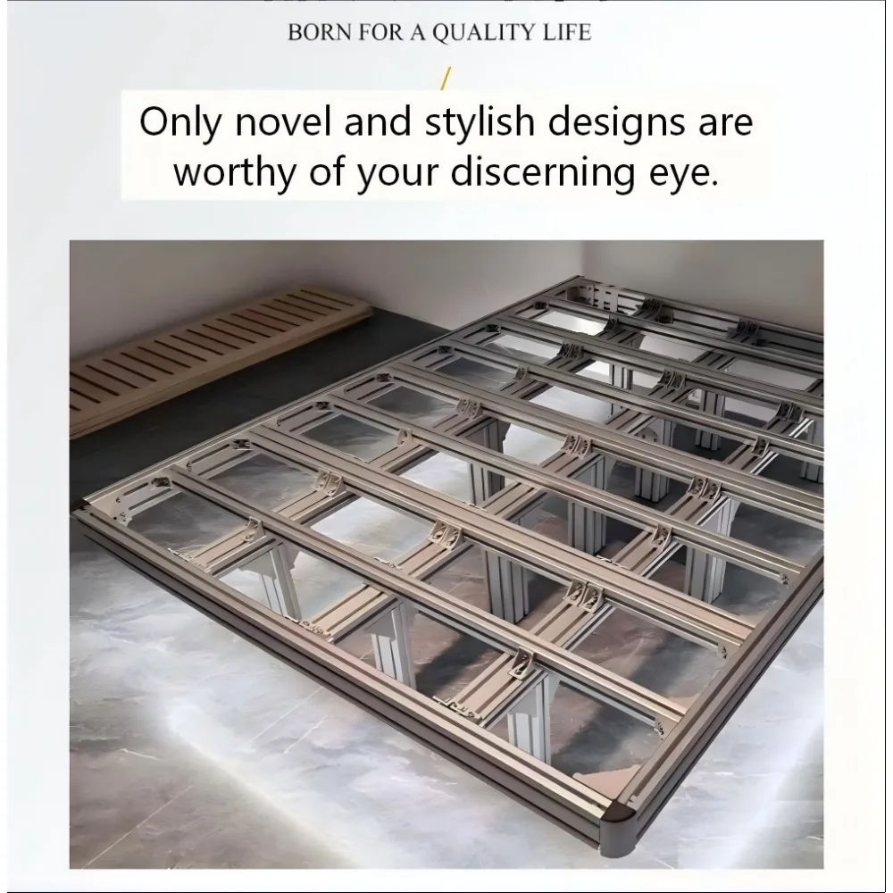 Eco-friendly Aluminum Floating Bed Frame Modern Industrial Suspended Platform for Master Bedroom Durable Alloy Double Size