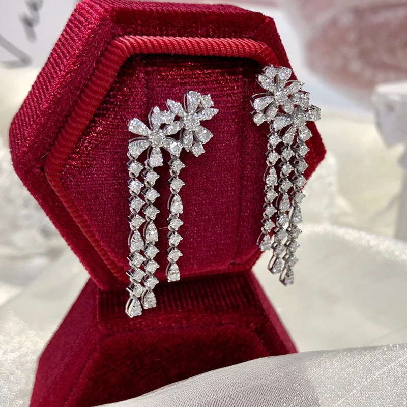 Aazuo High Quality 18K Gold Fashion Jewelry Real Diamond H 1.78ct Fairy Stud Earring Big Waterdrop Grand banquet Party Hot Sell