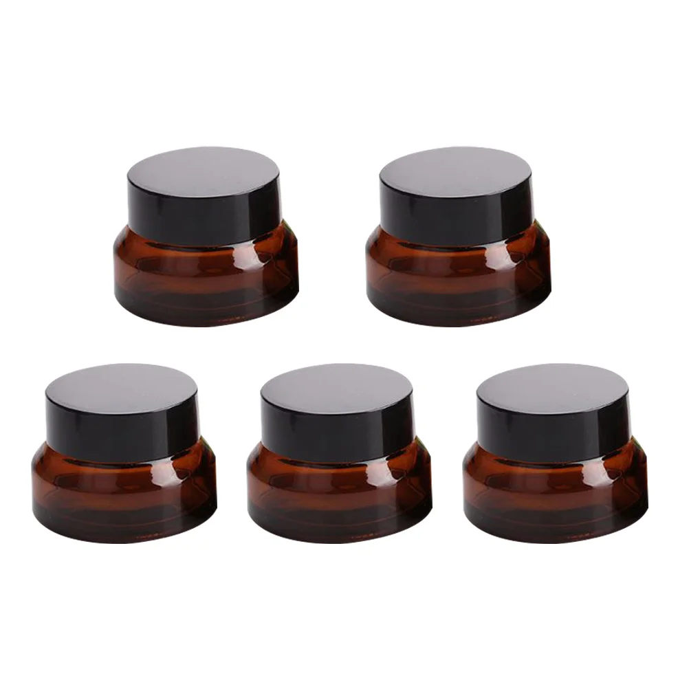 5 Pcs Mason Jars Brown Glass Bottle Eye Cream Bottles Travel Mini Candlestick Empty