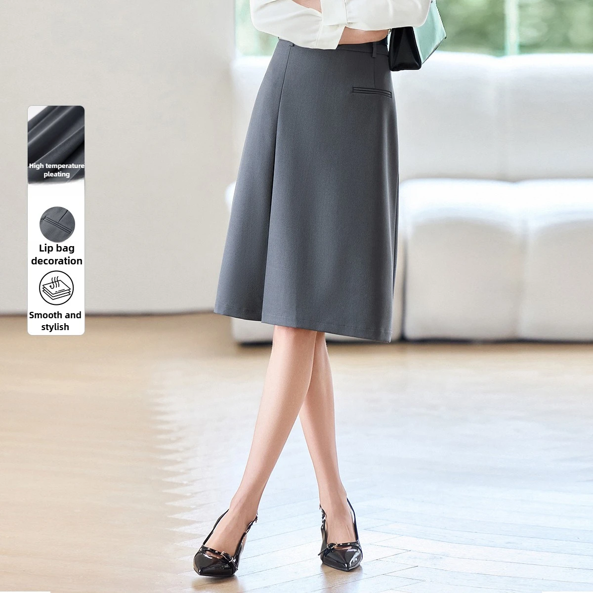 

SENTUBILA женская летняя юбка с эластичной резинкой на талии, прямые темно-серые короткие юбки, женская социальная одежда 152Q80268