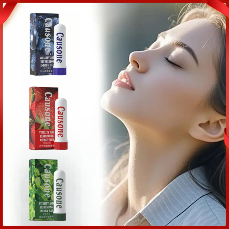 Peppermint Energy Stick Essential Oil Nasal Inhaler Refreshing Anti-Fatigue Sober Bar for Driving Work Study Natural Aromatherap