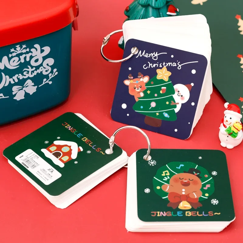 Wholesale Cartoon Memo Pad Christmas Iron Circle Student Christmas Gift Mini Pocket Hand Ledger Memo Loose Page Notebook