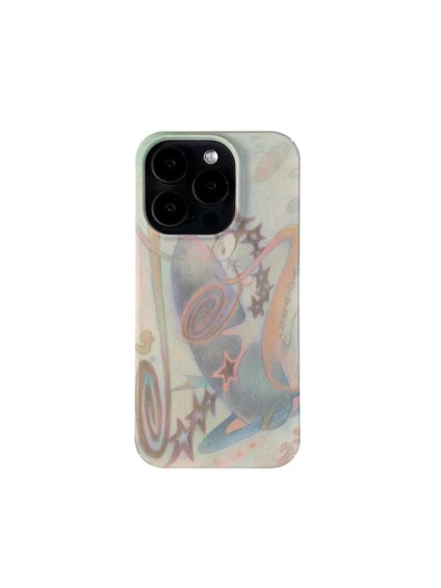 Korean Ins Fantasy Graffiti Case for IPhone 16 15 14 13 Pro Max 12 13 Mini 11 Pro 15 Plus XR Shockproof Protective Hard PC Cover