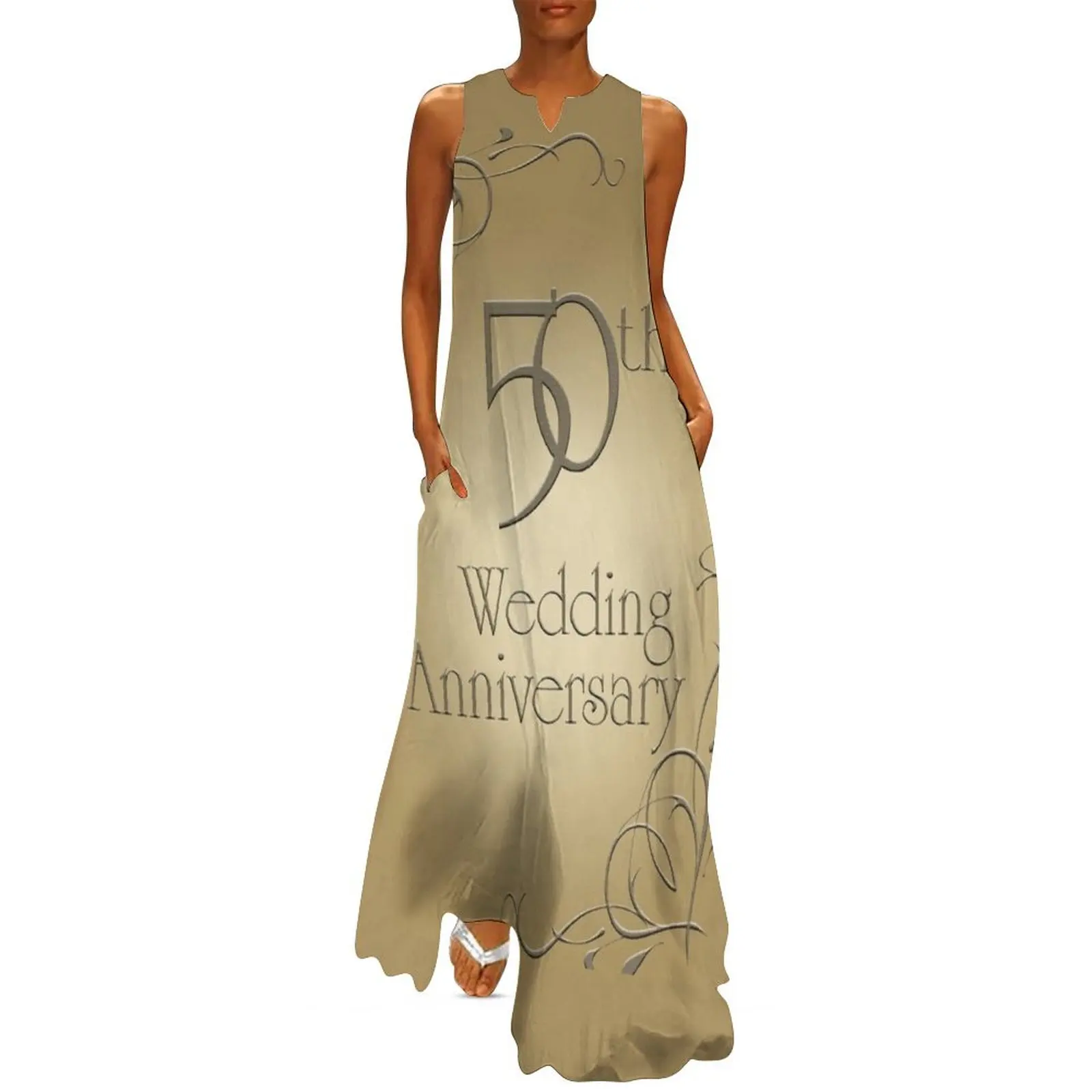 50th Wedding Anniversary - Graphic Text Based Design. Long Dress Women's summer suit summer dress womens 2025 Dress