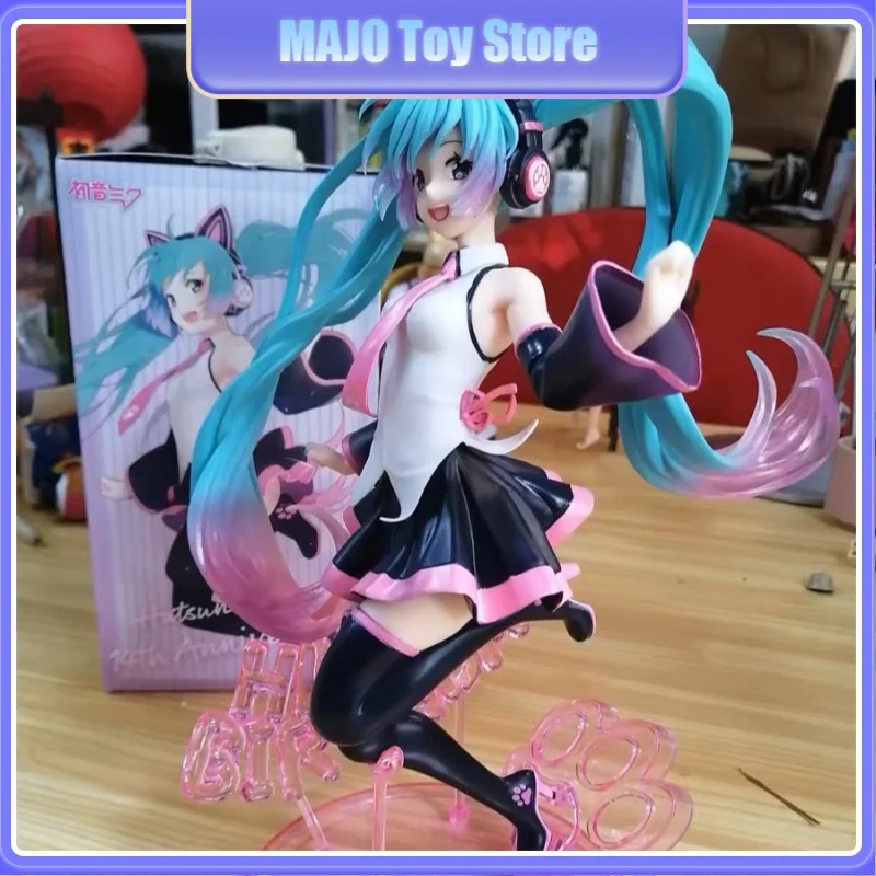 Anime Hatsune Miku PVC Action Figure, Estatueta Kawaii Artesanal, Modelo Colecionável, Brinquedo para Halloween, Presente de Aniversário Infantil