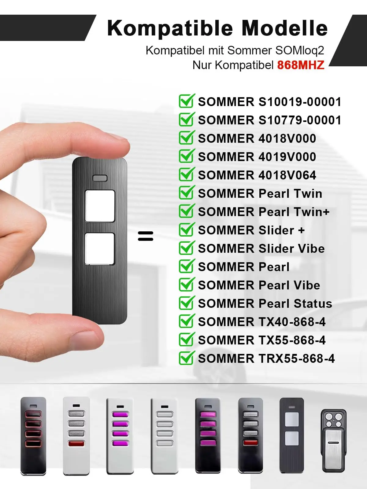 

Пульт дистанционного управления Pilot SOMMER SOMloq2 Pearl Twin S10019 4018 4018V000 4019V000 4018V064 Pearl Vibe TX55-868-4 868 МГц