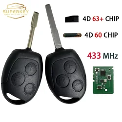 SUPERKEY 4D60 4D63 For Ford Focus Mondeo Transit connect Courier Fiesta Fusion Galaxy Mondeo S-Max C-Max 433Mhz Remote Car Key