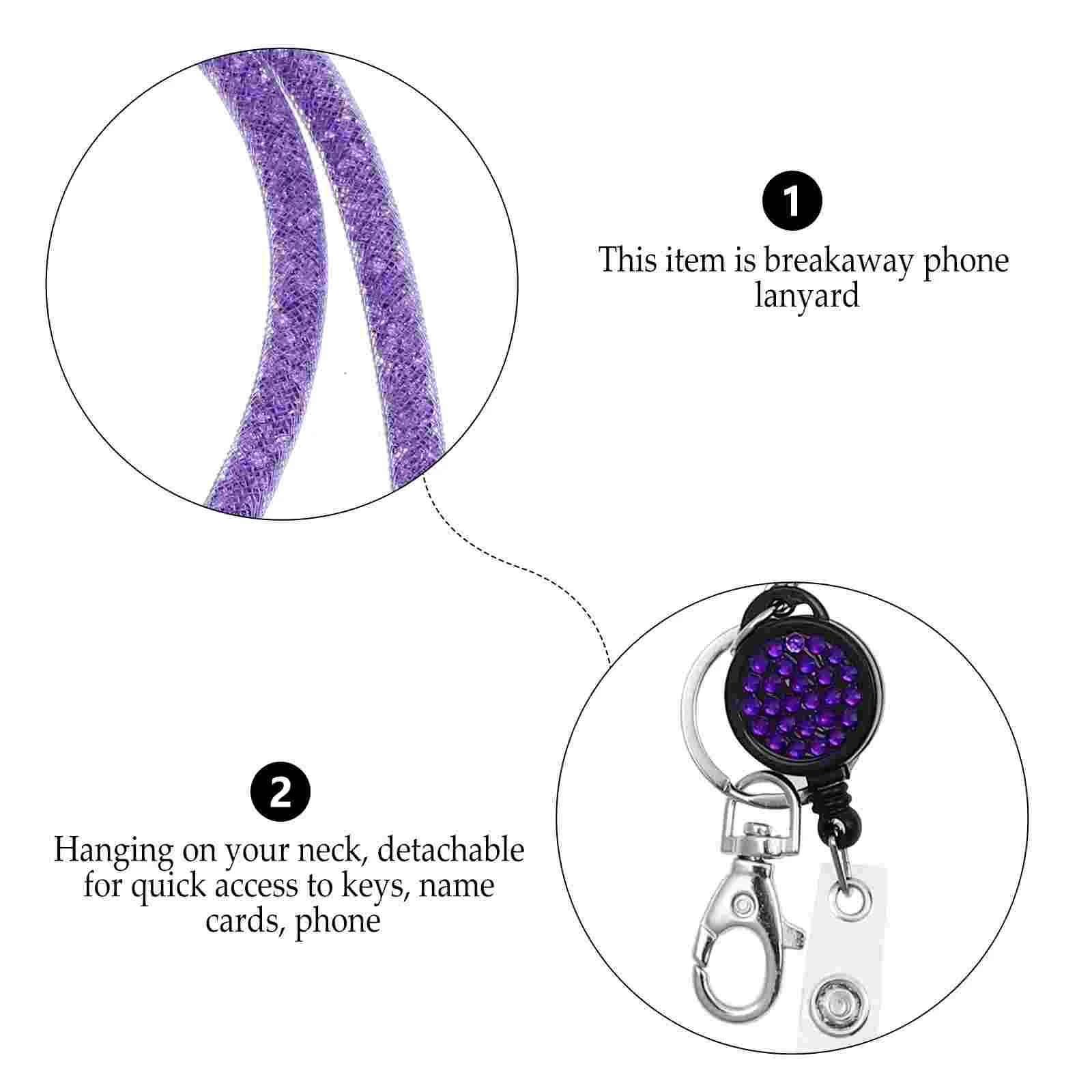 Fishnet Rhinestone Lanyard Phone Neck Strap Breakaway Name Card Mobile ID Badge Holder Cell Phones Work Permit Key